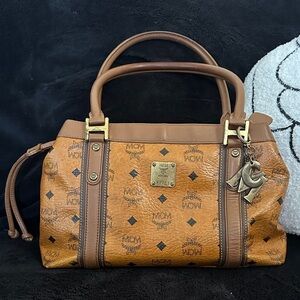 MCM Cognac and Brown Satchel